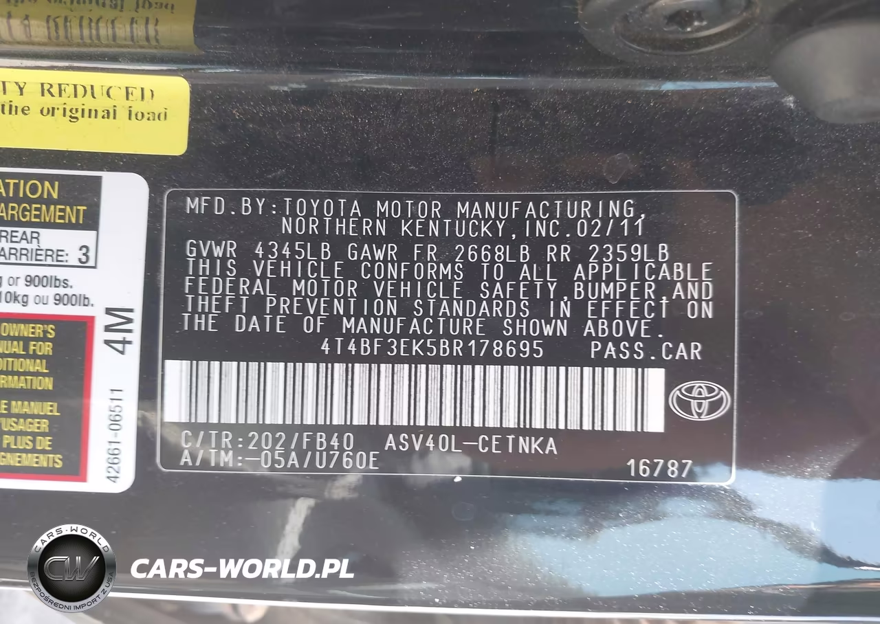 2011 Toyota Camry Le VIN:4T4BF3EK5BR178695 - 9