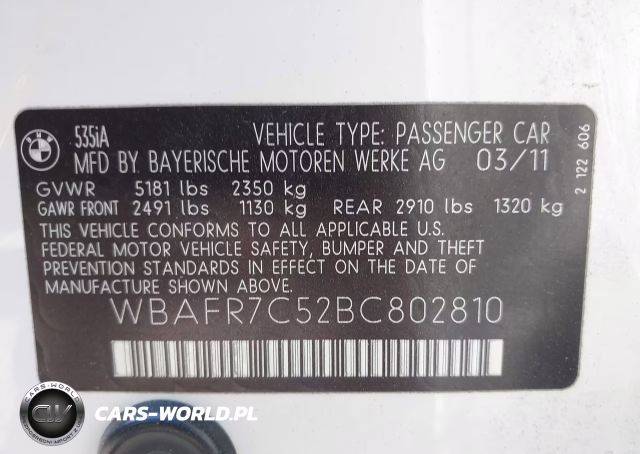2011 BMW 535I VIN:WBAFR7C52BC802810 - 9