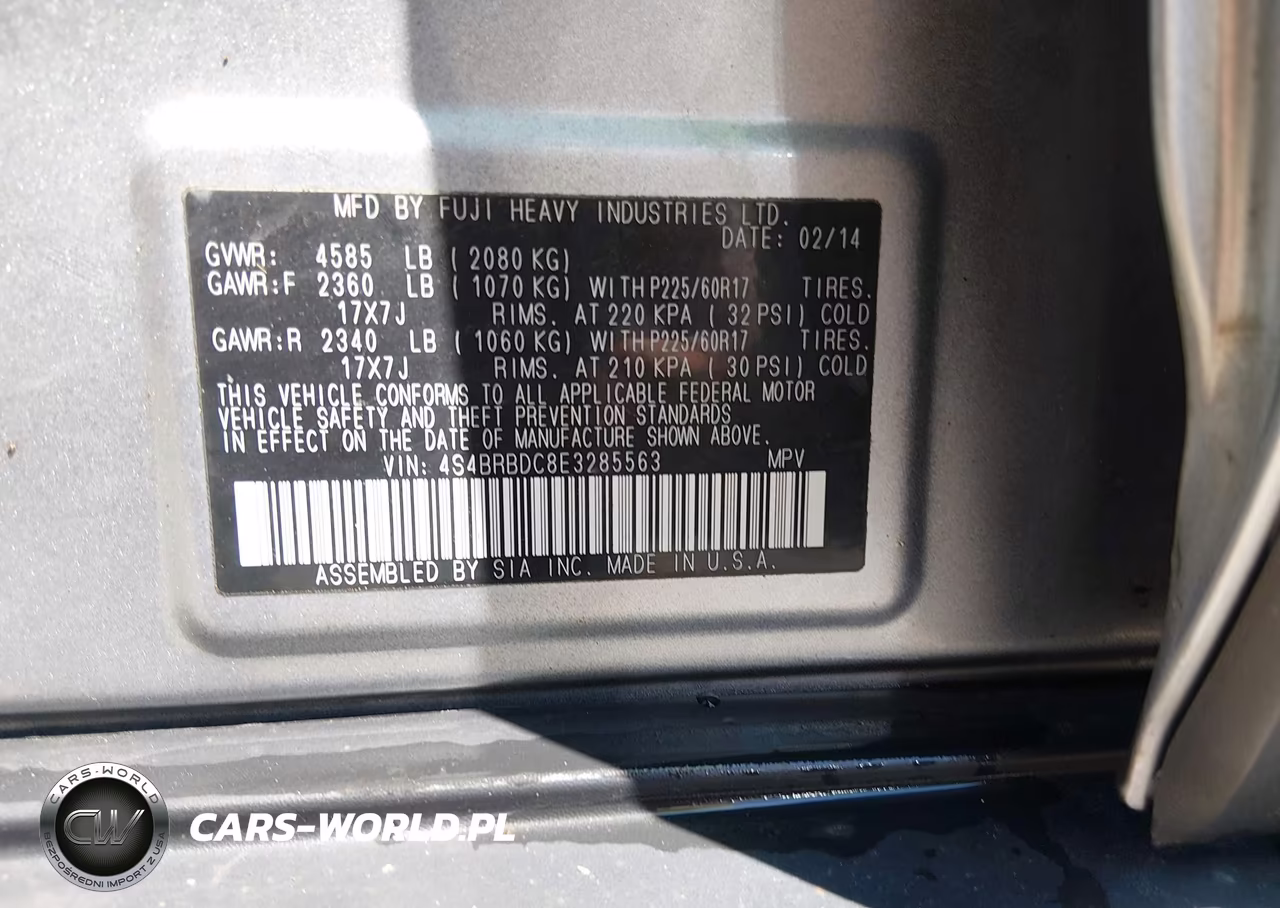 2014 Subaru Outback 2.5I Premium VIN:4S4BRBDC8E3285563 - 9