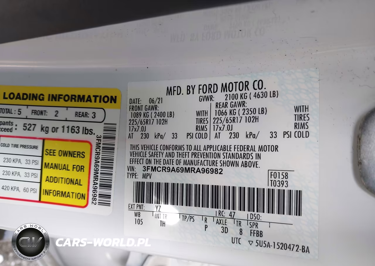 2021 Ford Bronco Sport VIN:3FMCR9A69MRA96982 - 9