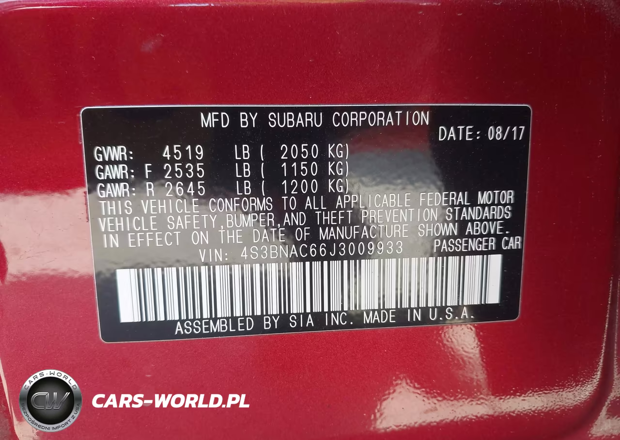 2018 Subaru Legacy 2.5I Premium VIN:4S3BNAC66J3009933 - 9