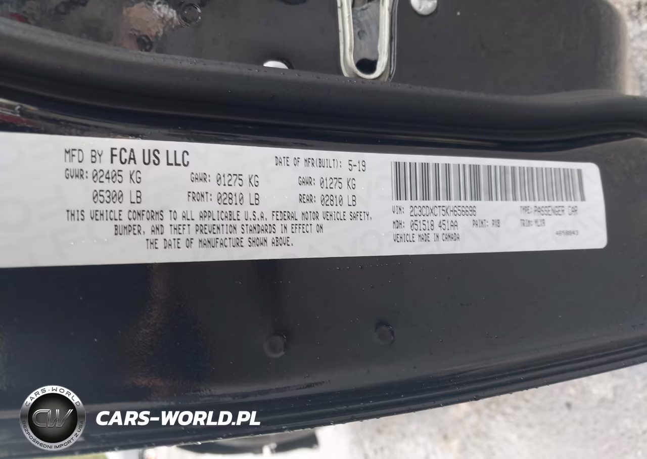 2019 Dodge Charger R-T Rwd VIN:2C3CDXCT5KH656696 - 9