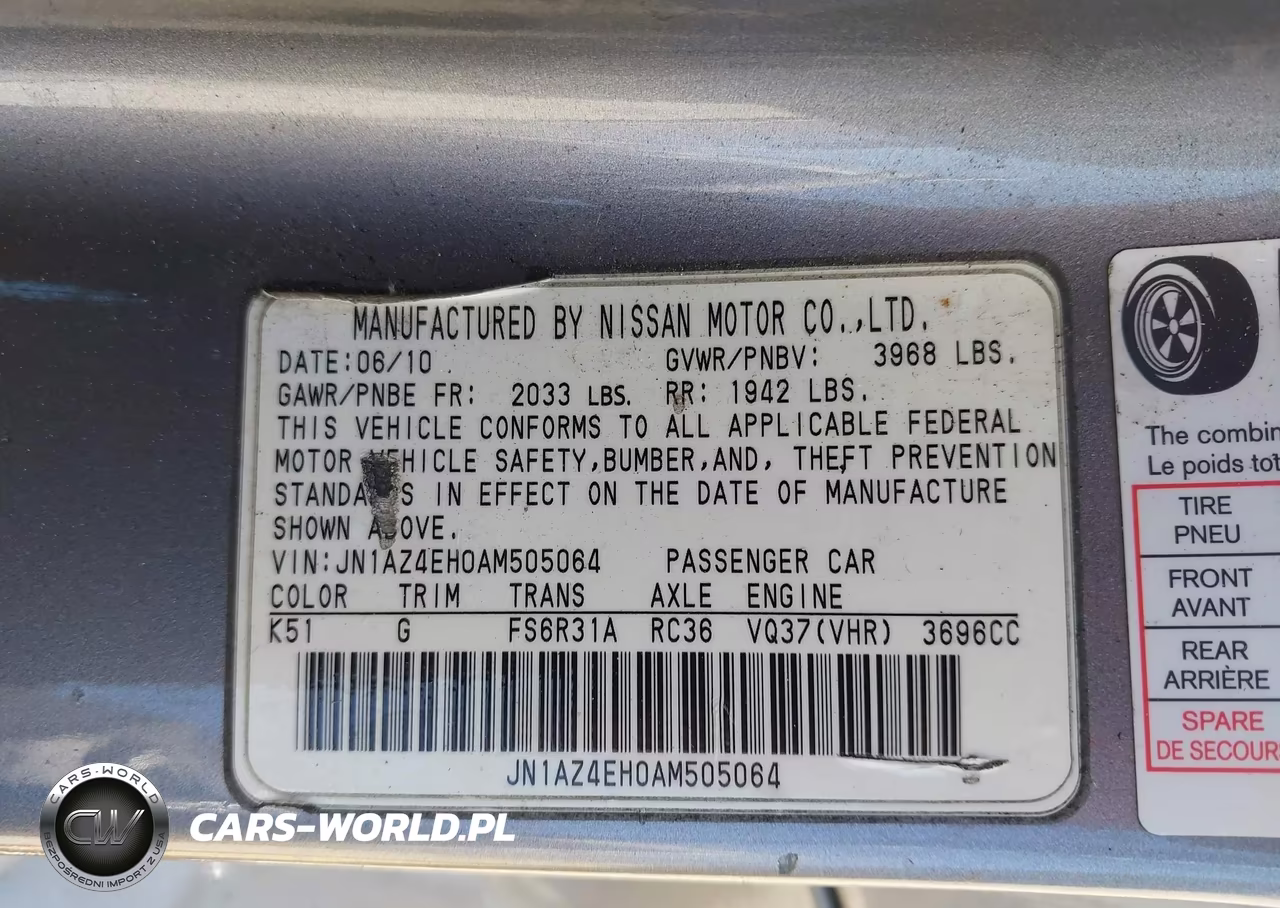 2010 Nissan 370Z VIN:JN1AZ4EH0AM505064 - 9