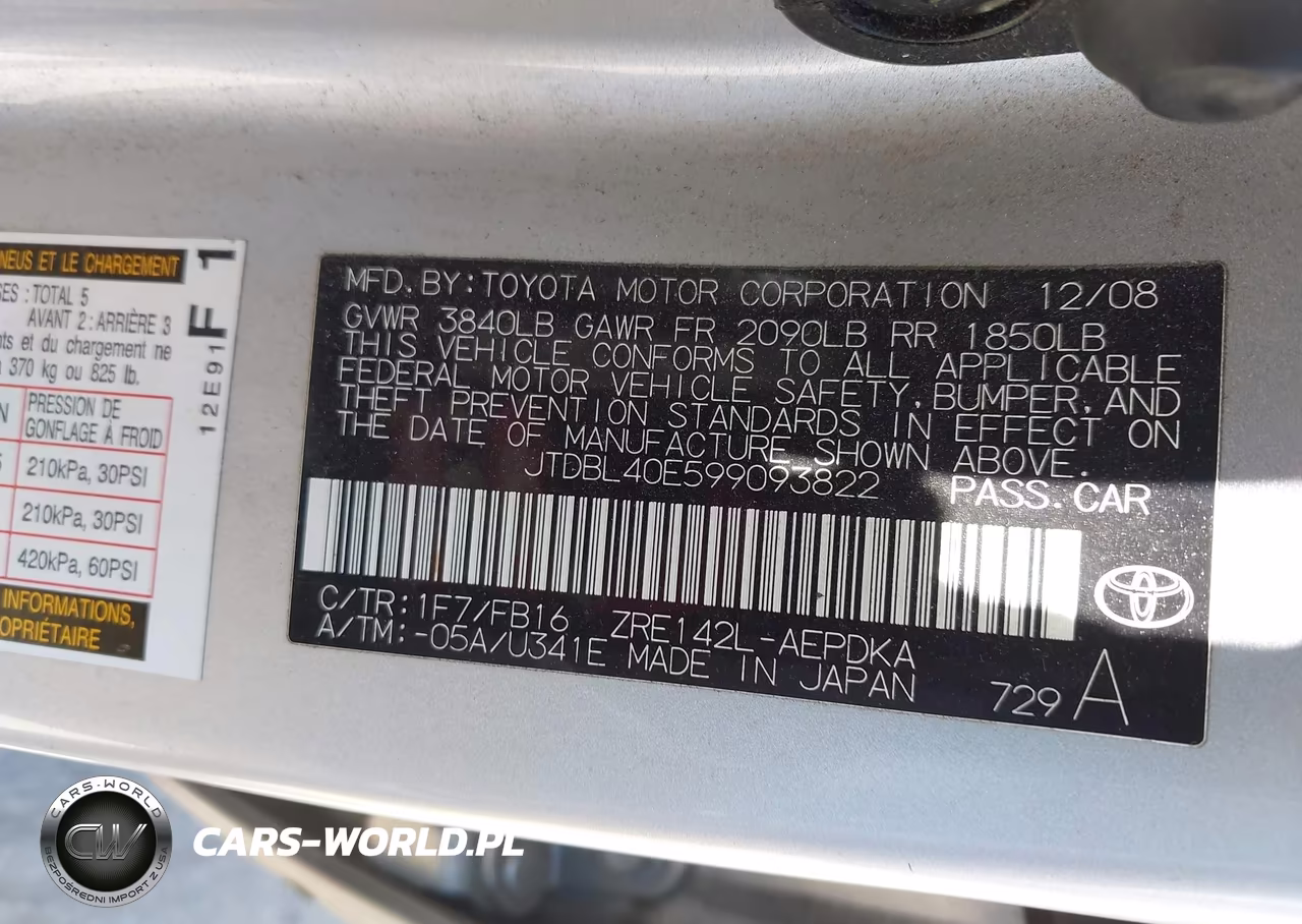 2009 Toyota Corolla Le VIN:JTDBL40E599093822 - 9