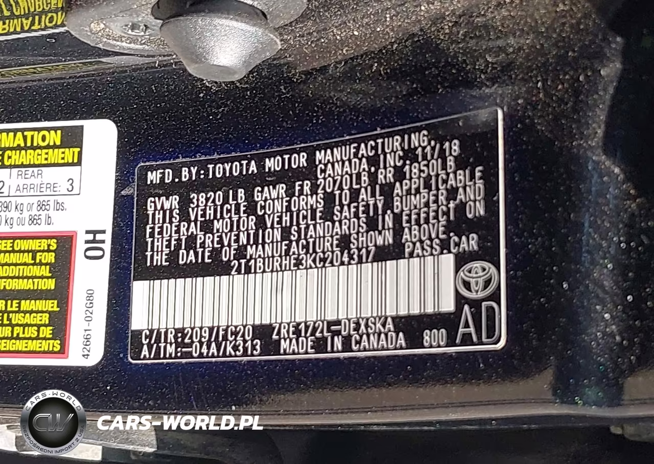 2019 Toyota Corolla Se VIN:2T1BURHE3KC204317 - 9