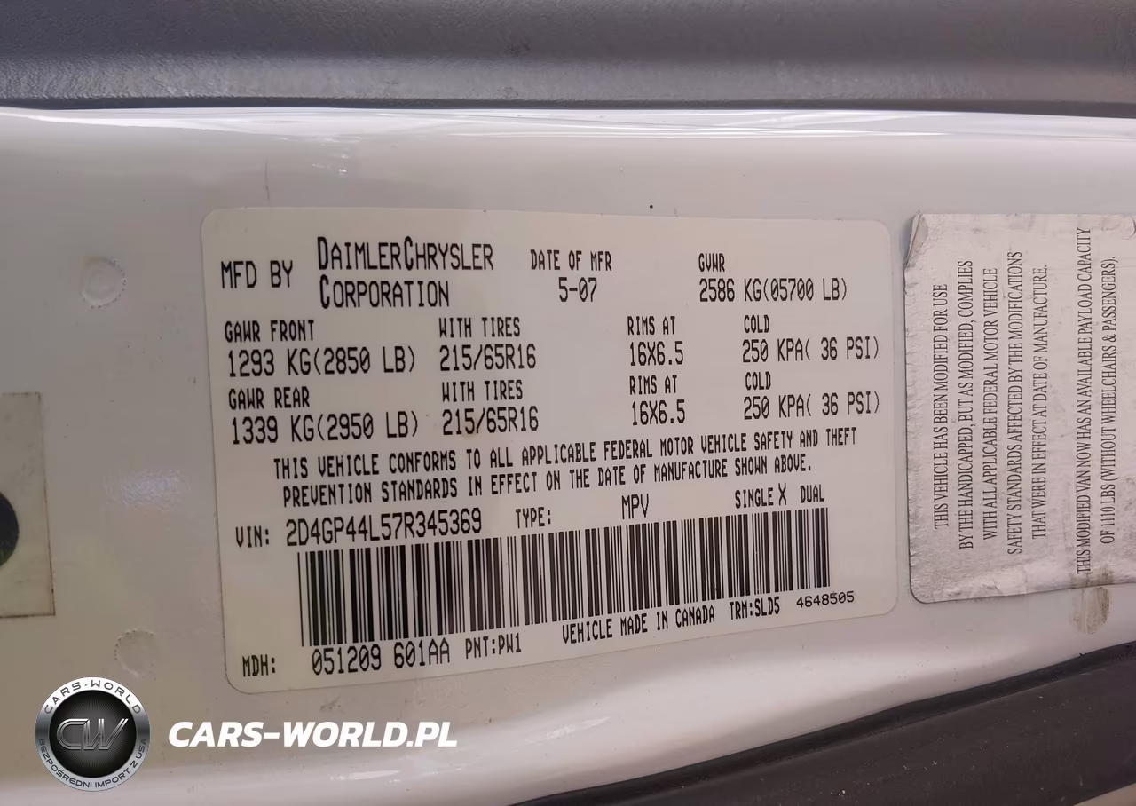 2007 Dodge Grand Caravan Sxt VIN:2D4GP44L57R345369 - 9