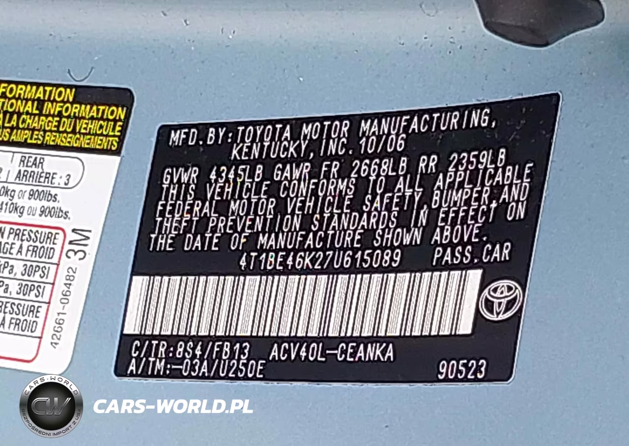 2007 Toyota Camry Le VIN:4T1BE46K27U615089 - 9