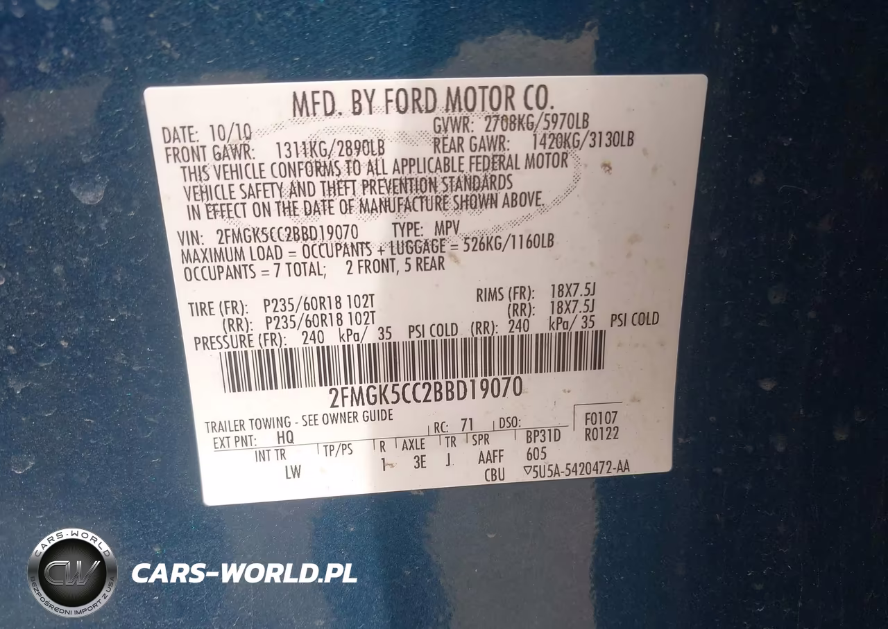 2011 Ford Flex Sel VIN:2FMGK5CC2BBD19070 - 9