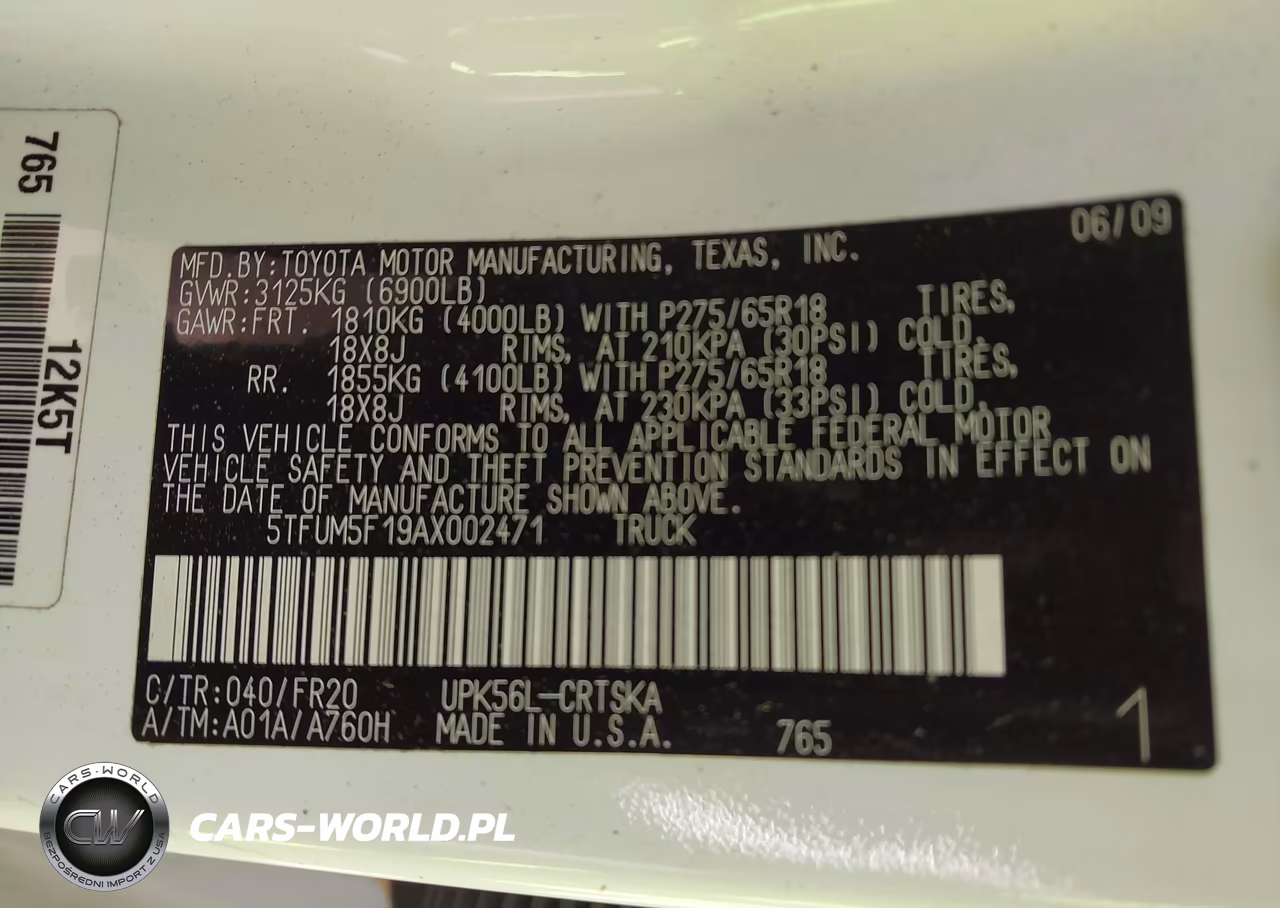 2010 Toyota Tundra Grade 4.6L V8 VIN:5TFUM5F19AX002471 - 9