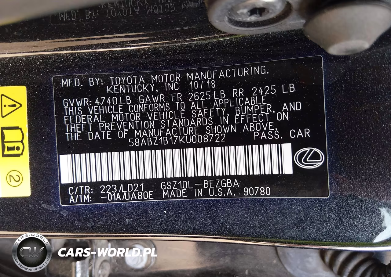 2019 Lexus Es 350 VIN:58ABZ1B17KU008722 - 9