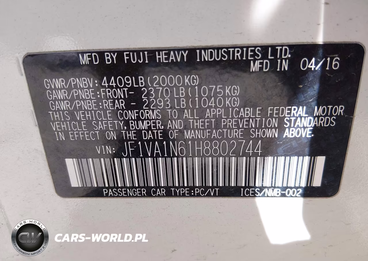 2017 Subaru Wrx Limited VIN:JF1VA1N61H8802744 - 9