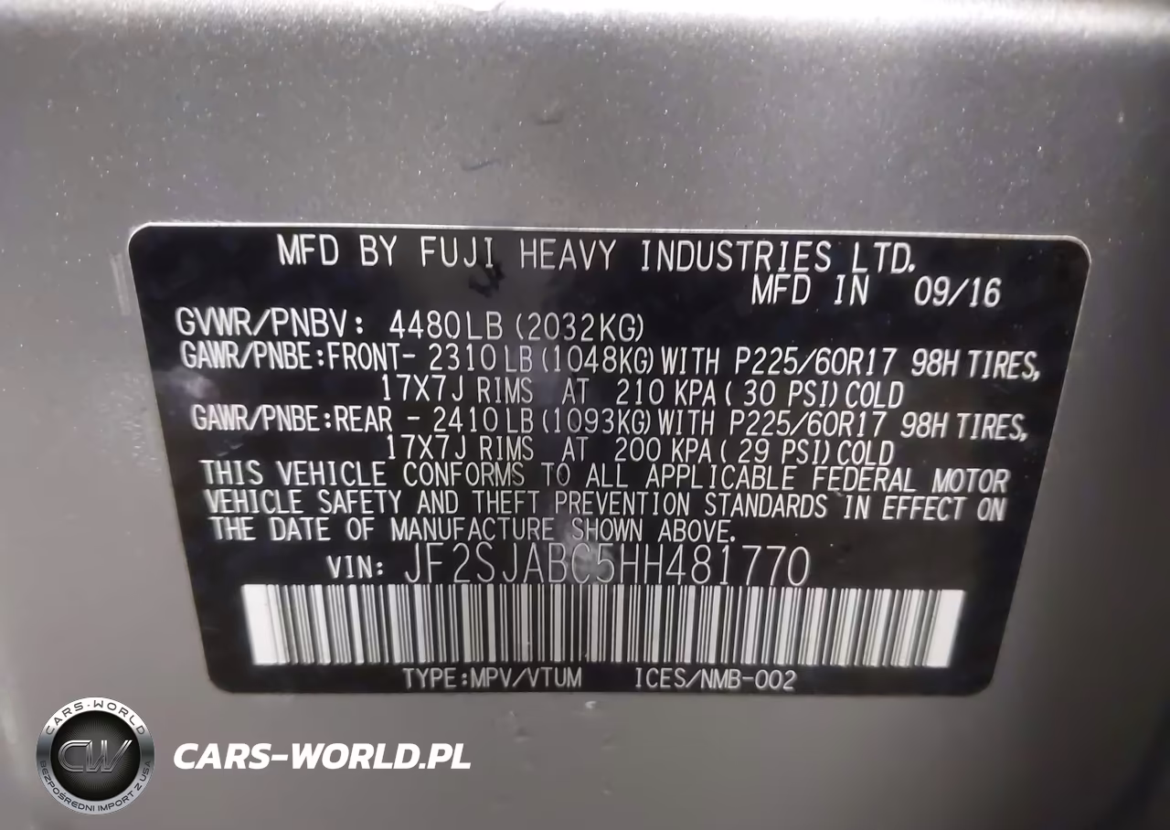 2017 Subaru Forester 2.5I VIN:JF2SJABC5HH481770 - 9