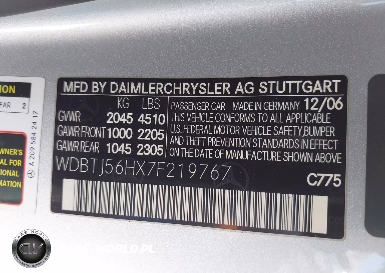 2007 Mercedes-Benz Clk 350 VIN:WDBTJ56HX7F219767 - 9