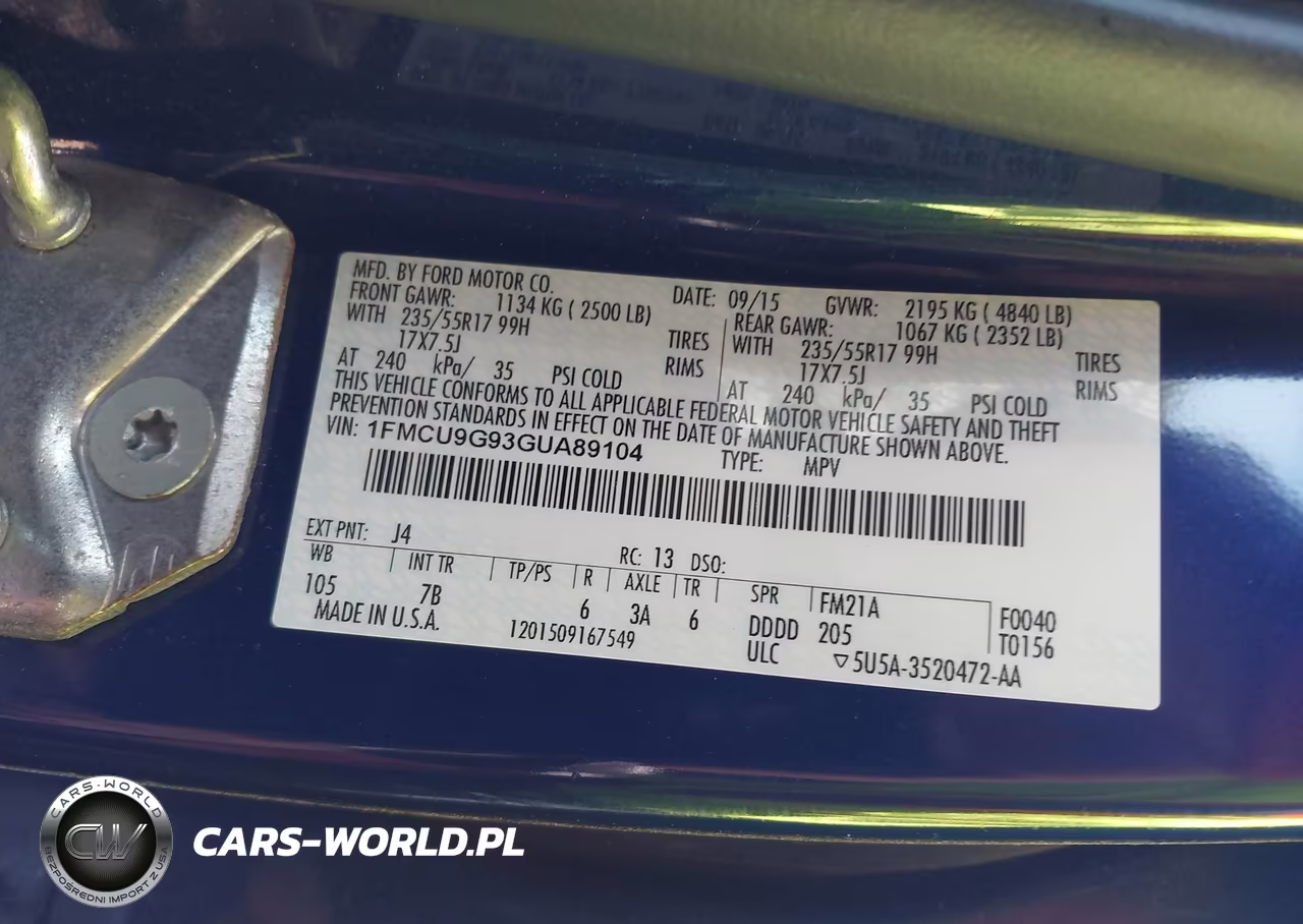 2016 Ford Escape Se VIN:1FMCU9G93GUA89104 - 9
