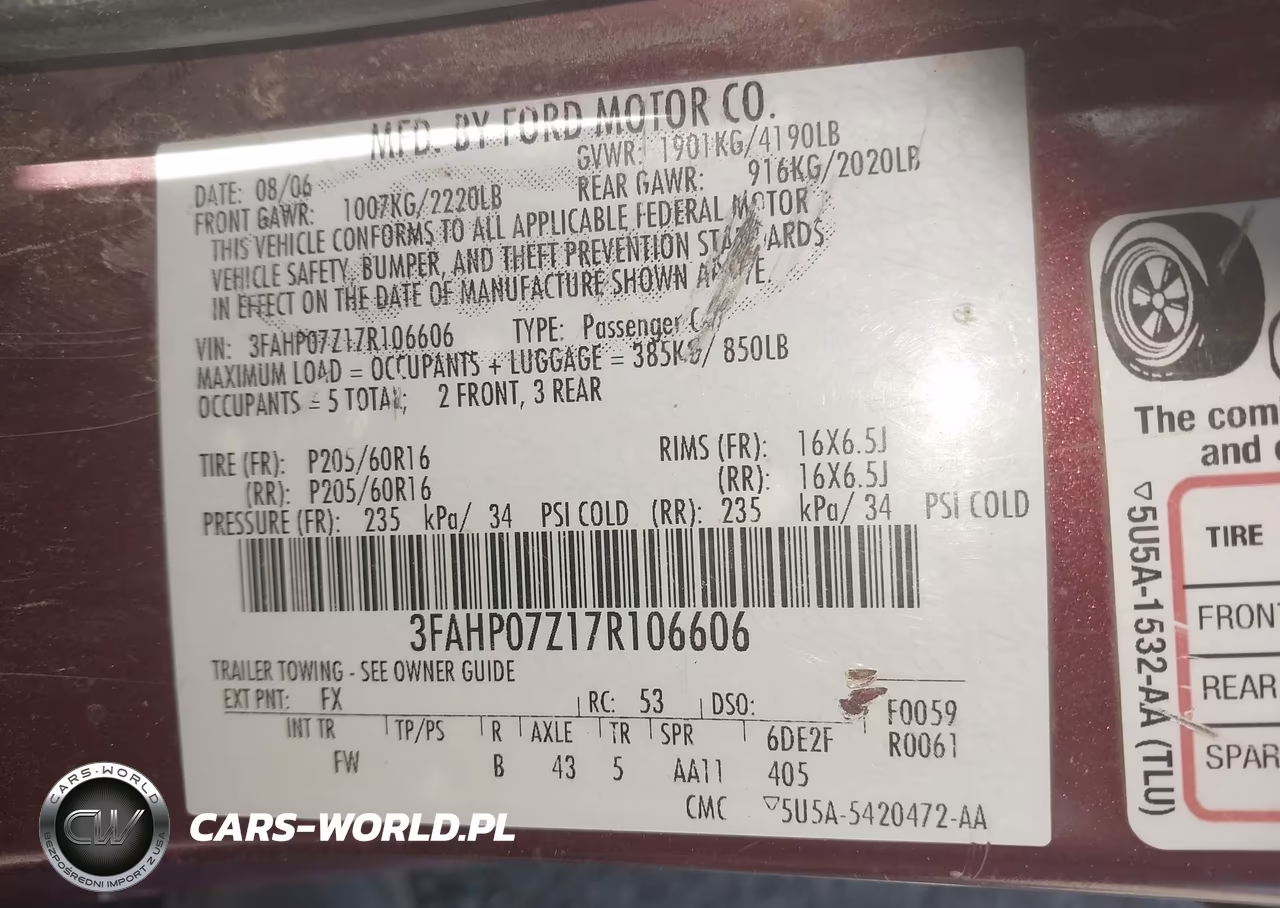 2007 Ford Fusion Se VIN:3FAHP07Z17R106606 - 9