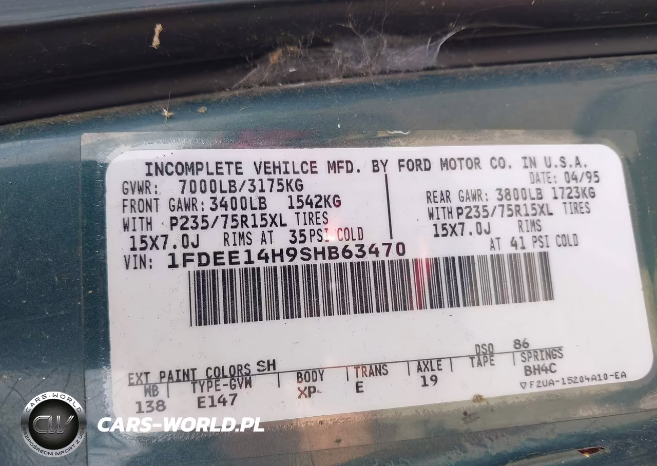 1995 Ford Econoline E150 Van VIN:1FDEE14H9SHB63470 - 9