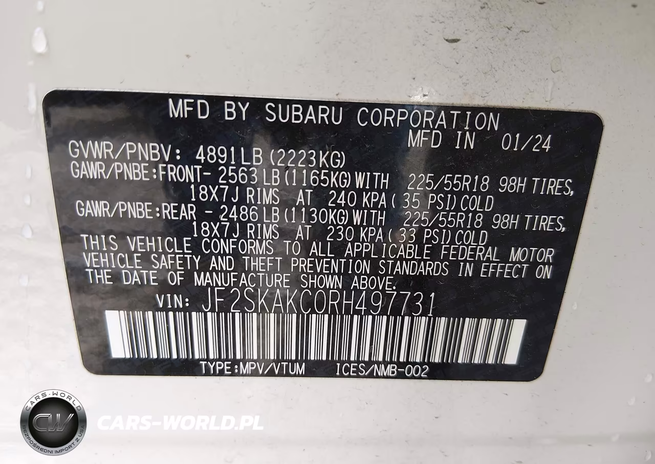 2024 Subaru Forester Limited VIN:JF2SKAKC0RH497731 - 9