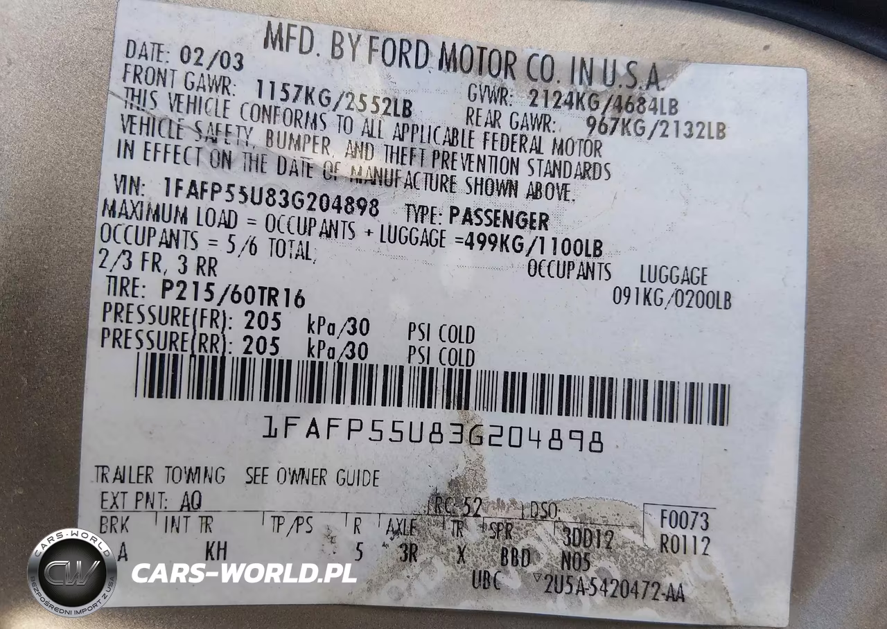 2003 Ford Taurus Ses VIN:1FAFP55U83G204898 - 9