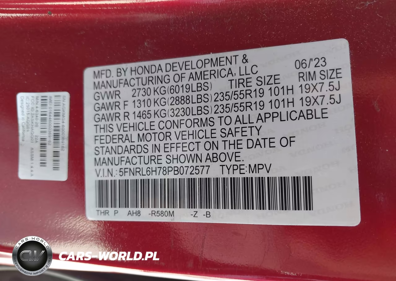 2023 Honda Odyssey Sport VIN:5FNRL6H78PB072577 - 9