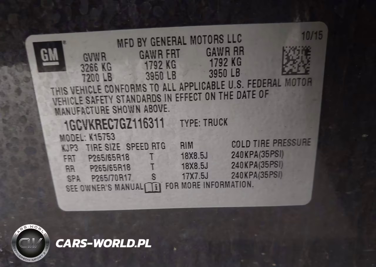2016 Chevrolet Silverado 1500 2Lt VIN:1GCVKREC7GZ116311 - 9