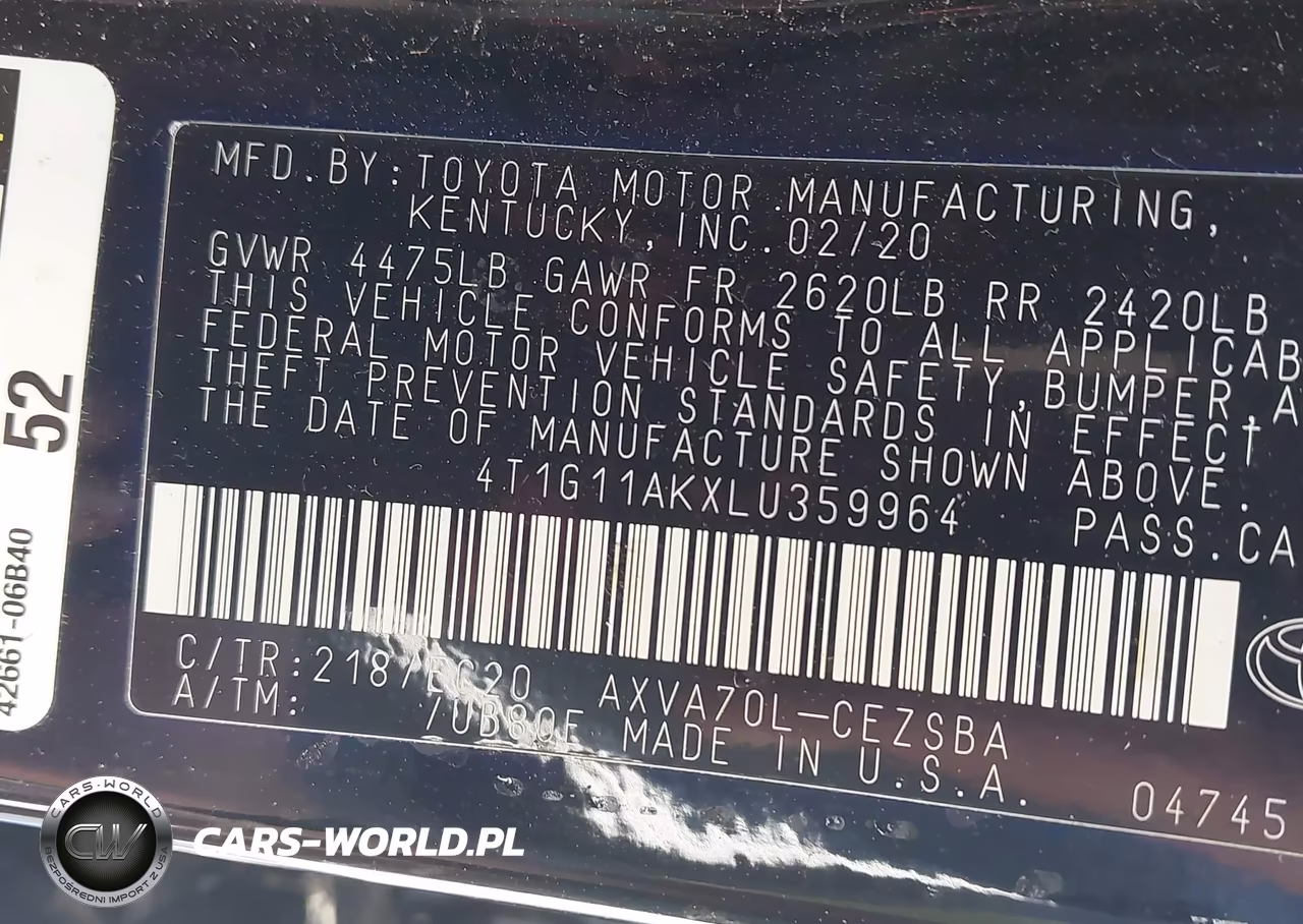 2020 Toyota Camry Se Nightshade Edition VIN:4T1G11AKXLU359964 - 9