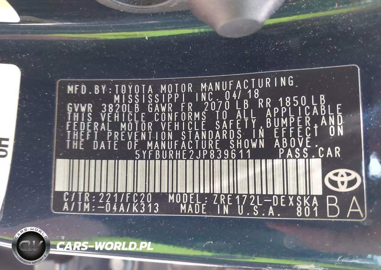 2018 Toyota Corolla Se VIN:5YFBURHE2JP839611 - 9