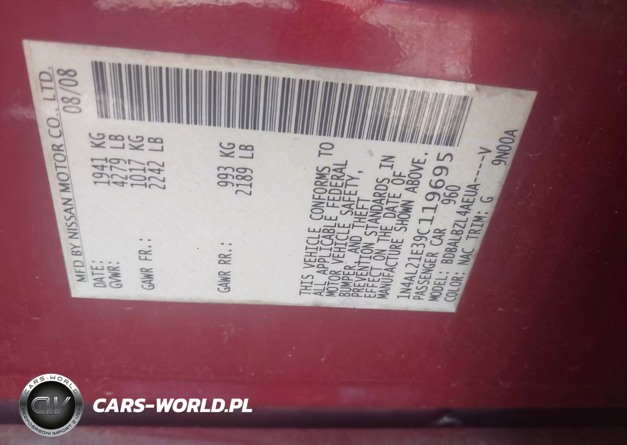 2009 Nissan Altima 2.5 S VIN:1N4AL21E39C119695 - 9
