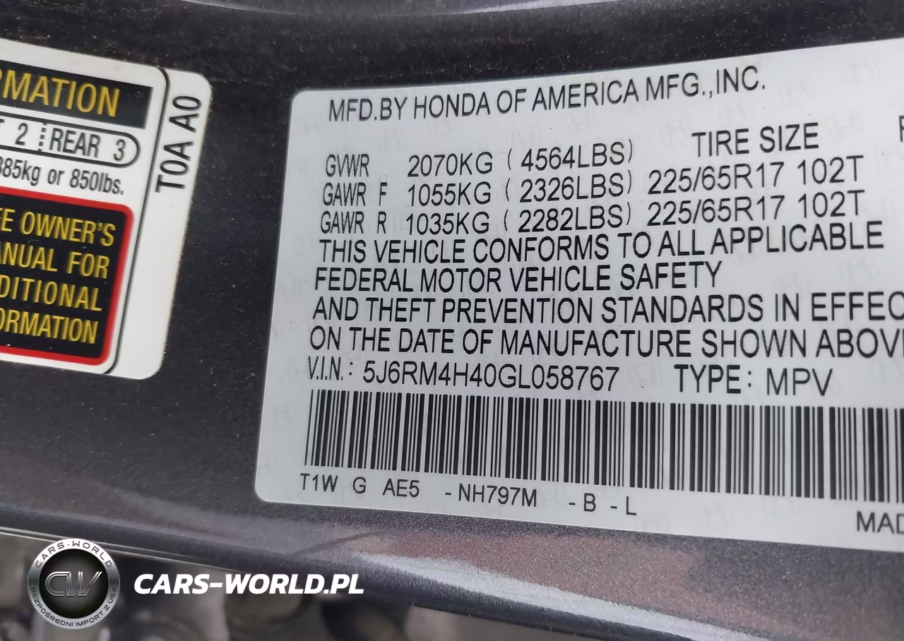 2016 Honda Cr-V Se VIN:5J6RM4H40GL058767 - 8