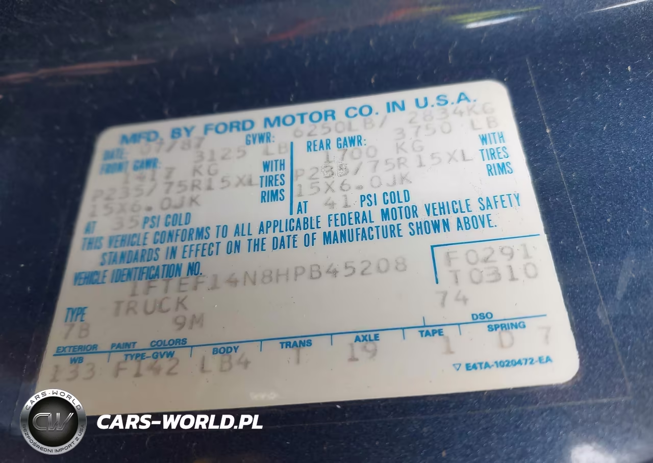 1987 Ford F150 VIN:1FTEF14N8HPB45208 - 9