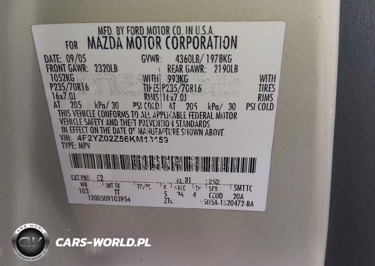 2006 Mazda Tribute I VIN:4F2YZ02Z56KM13159 - 9