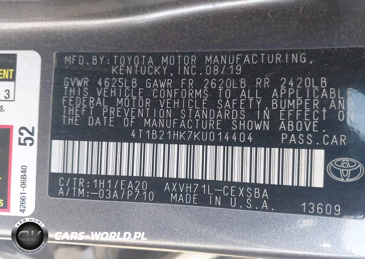 2019 Toyota Camry Hybrid Se VIN:4T1B21HK7KU014404 - 9