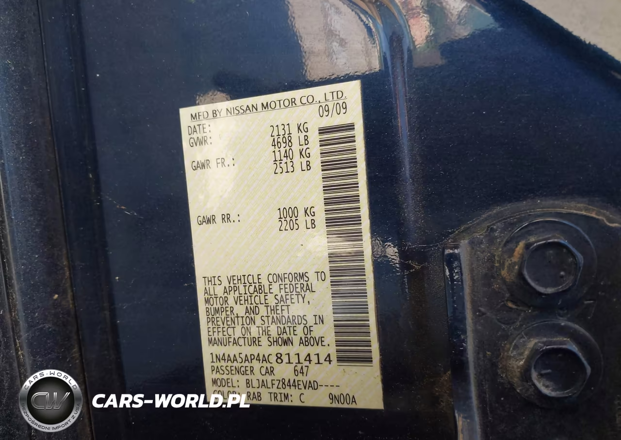 2010 Nissan Maxima 3.5 Sv VIN:1N4AA5AP4AC811414 - 9