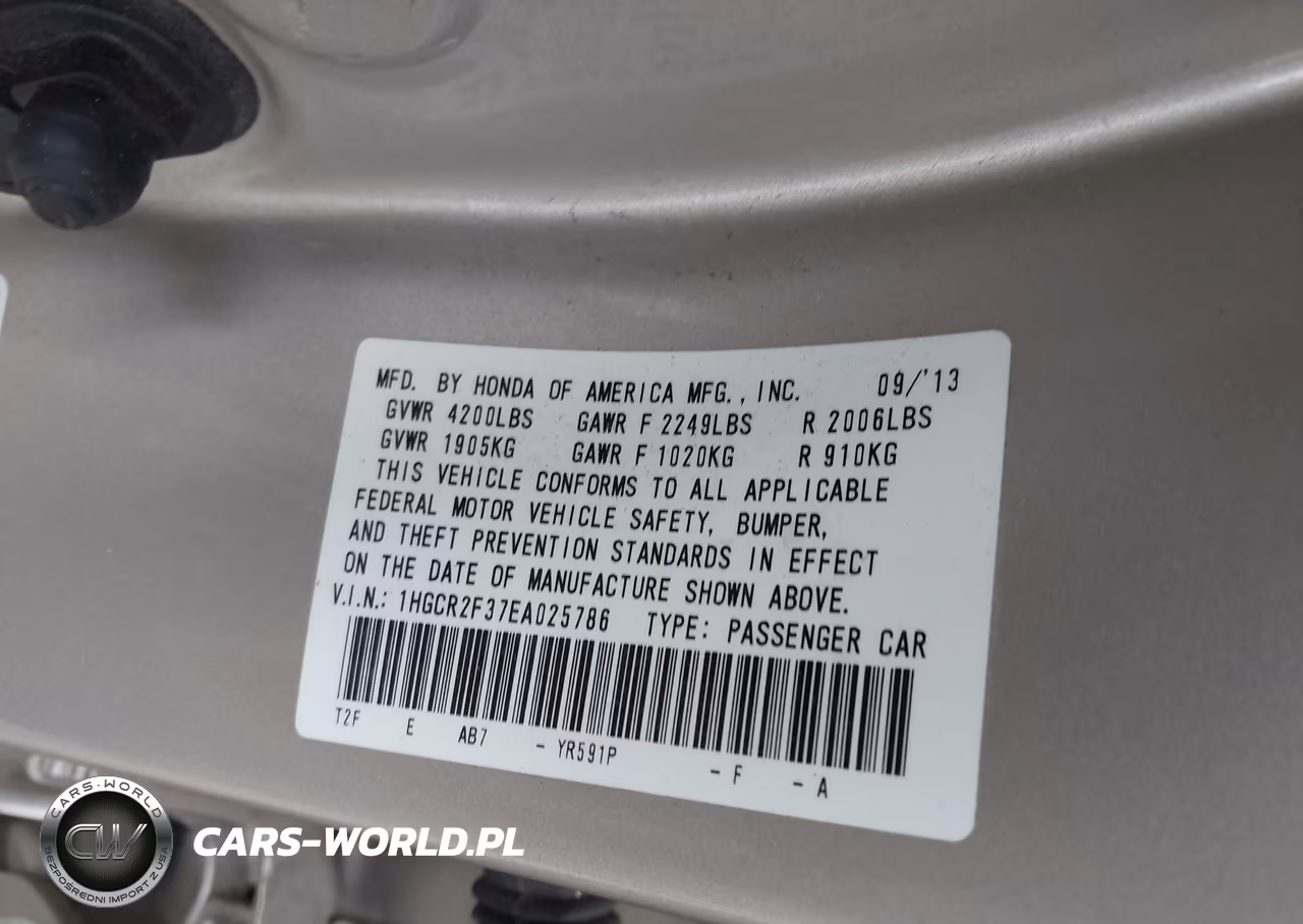 2014 Honda Accord Lx VIN:1HGCR2F37EA025786 - 8