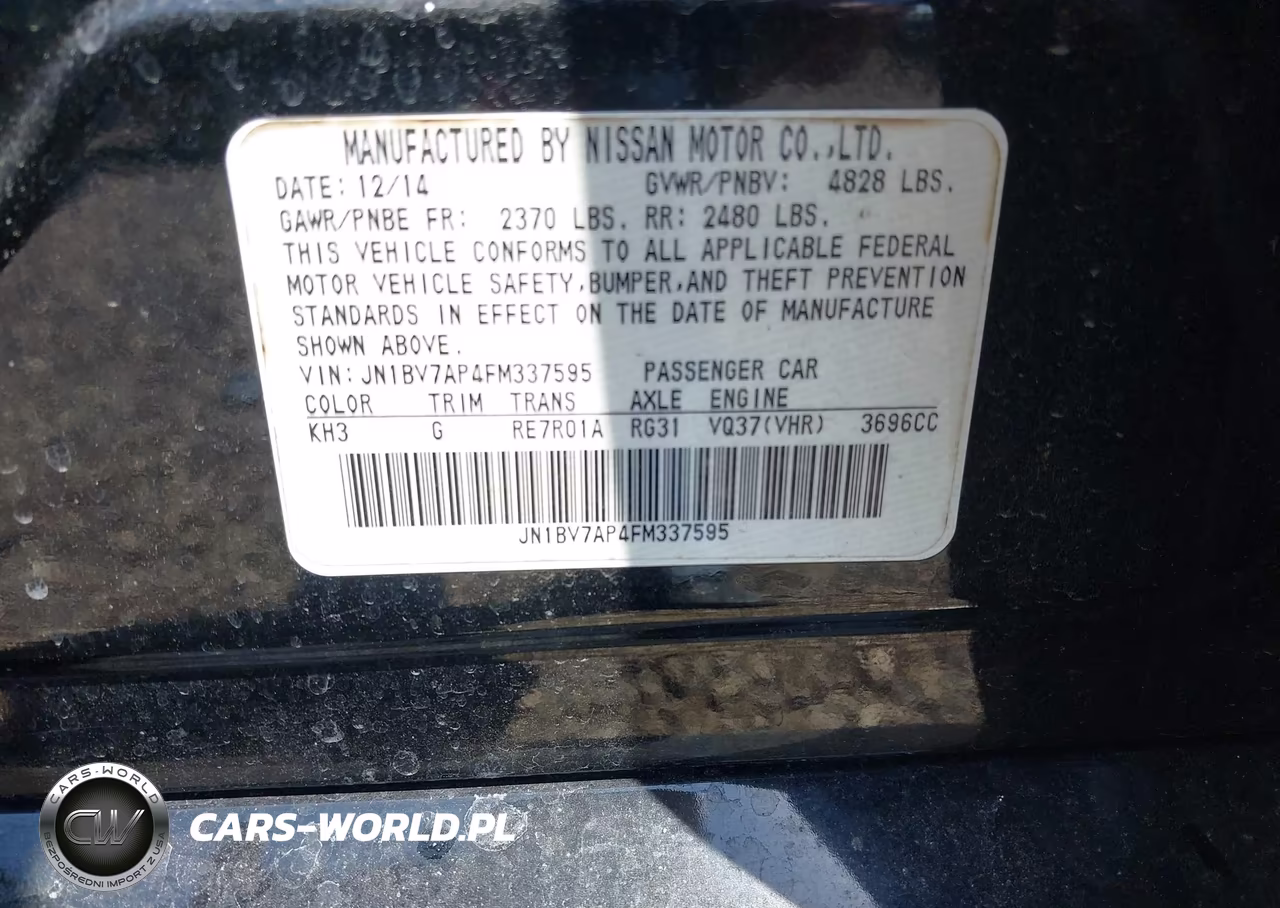 2015 Infiniti Q50 Sport VIN:JN1BV7AP4FM337595 - 9