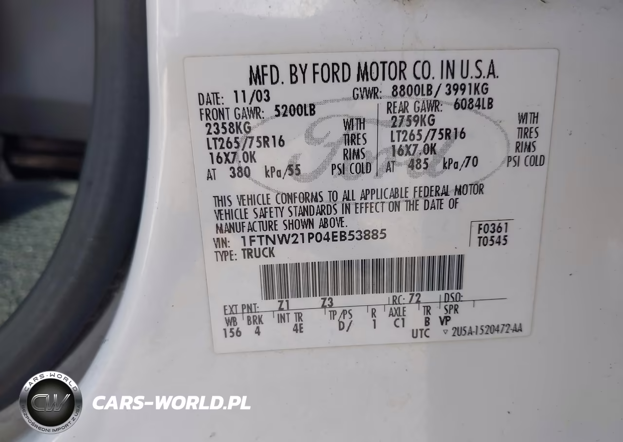 2004 Ford F-250 Lariat-Xl-Xlt VIN:1FTNW21P04EB53885 - 9