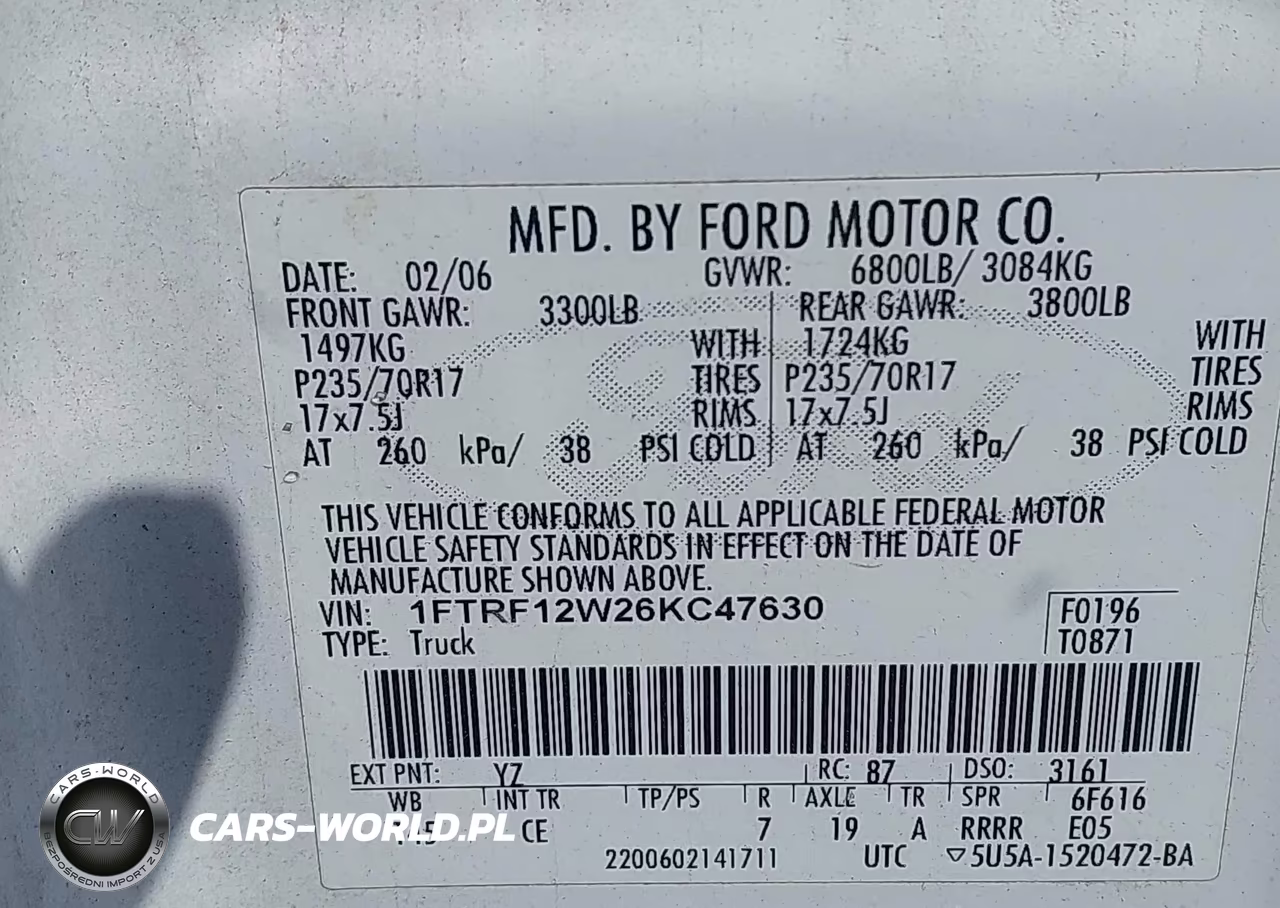 2006 Ford F-150 Stx-Xl-Xlt VIN:1FTRF12W26KC47630 - 9