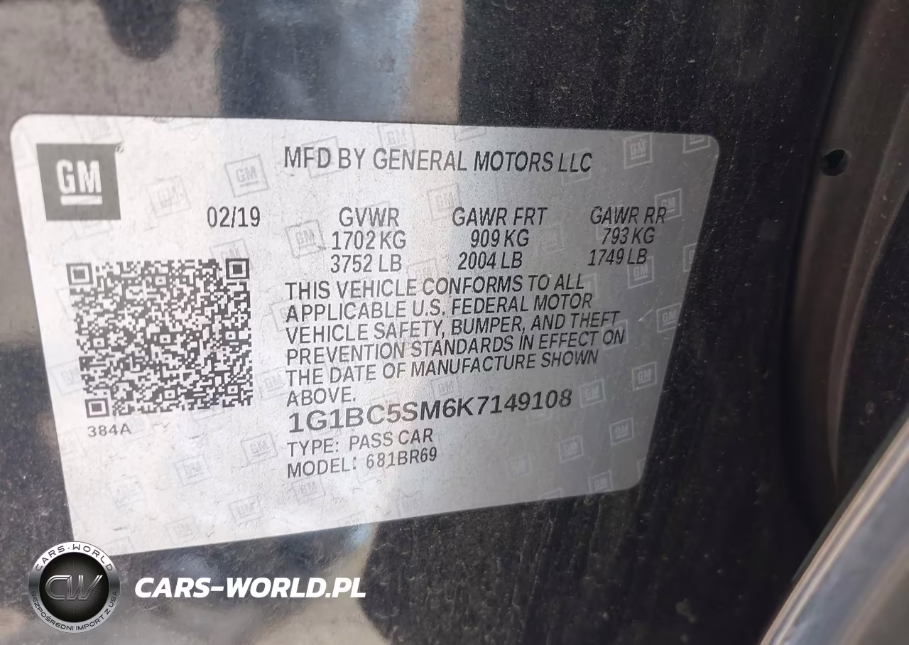 2019 Chevrolet Cruze Ls VIN:1G1BC5SM6K7149108 - 9