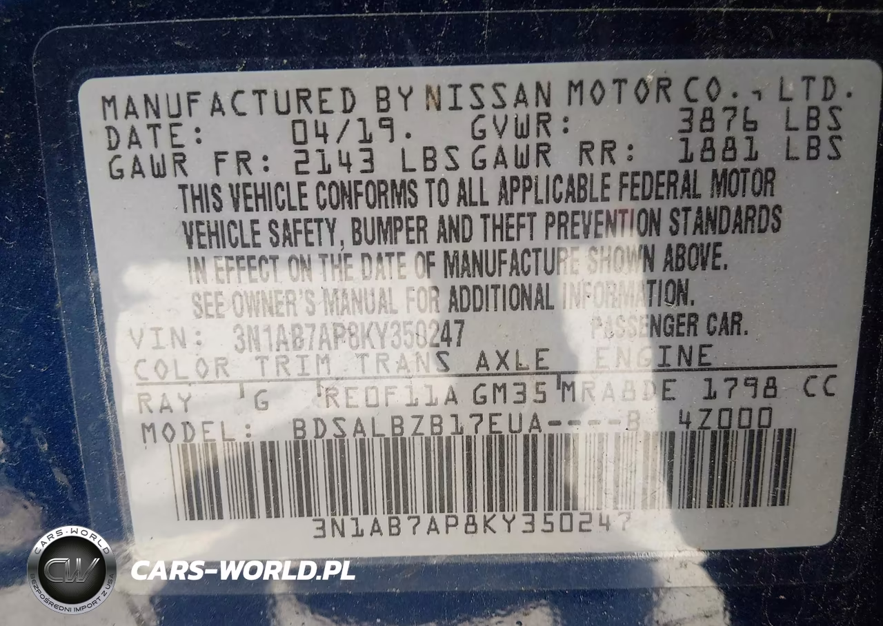 2019 Nissan Sentra S VIN:3N1AB7AP8KY350247 - 9