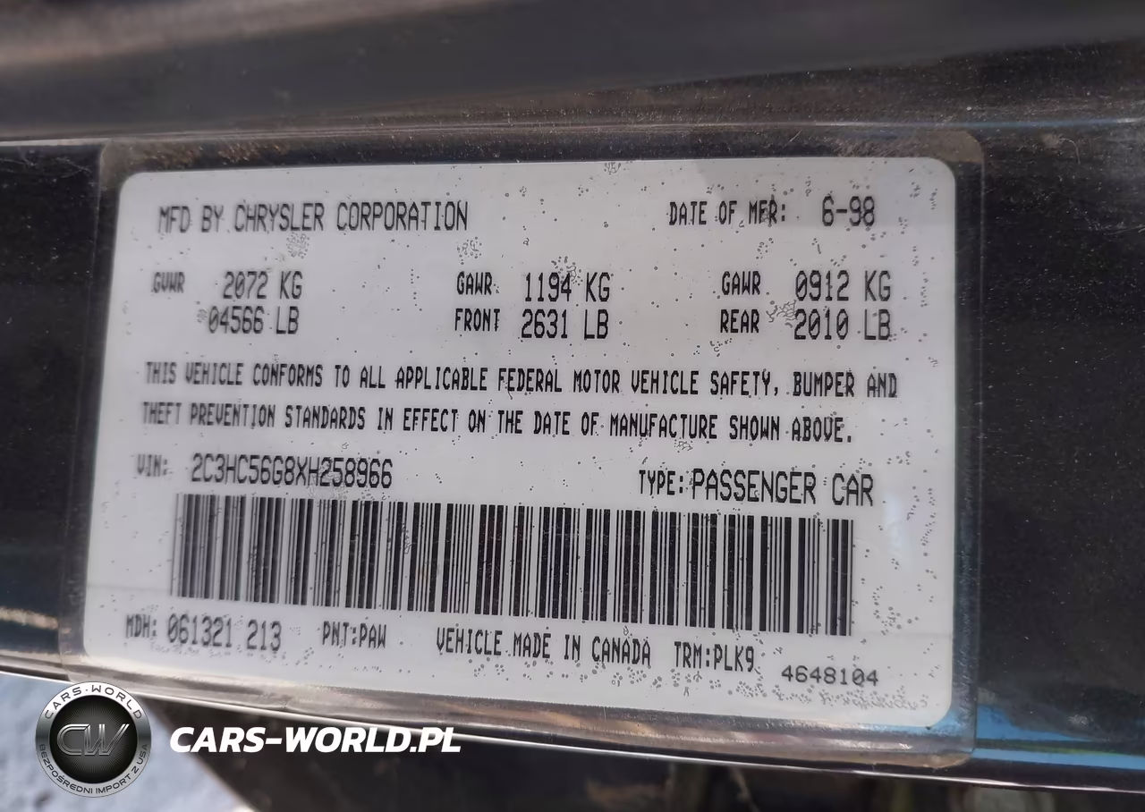 1999 Chrysler Lhs VIN:2C3HC56G8XH258966 - 9