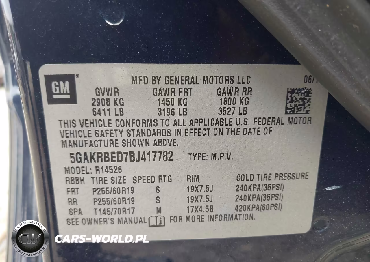 2011 Buick Enclave 1Xl VIN:5GAKRBED7BJ417782 - 9