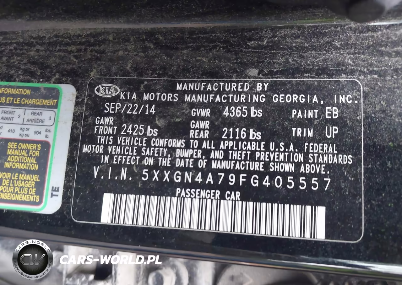 2015 Kia Optima Ex VIN:5XXGN4A79FG405557 - 9
