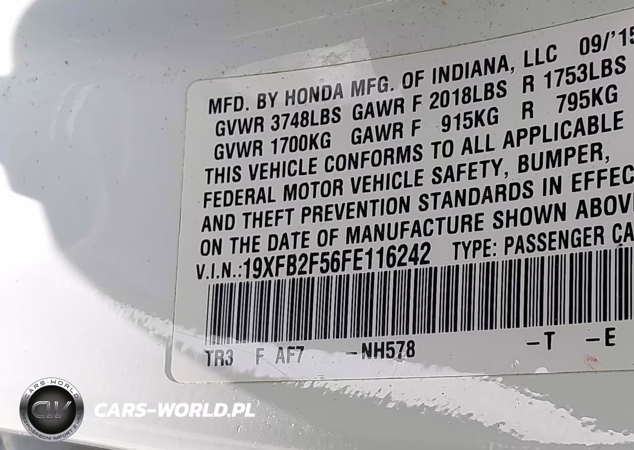 2015 Honda Civic Lx VIN:19XFB2F56FE116242 - 9