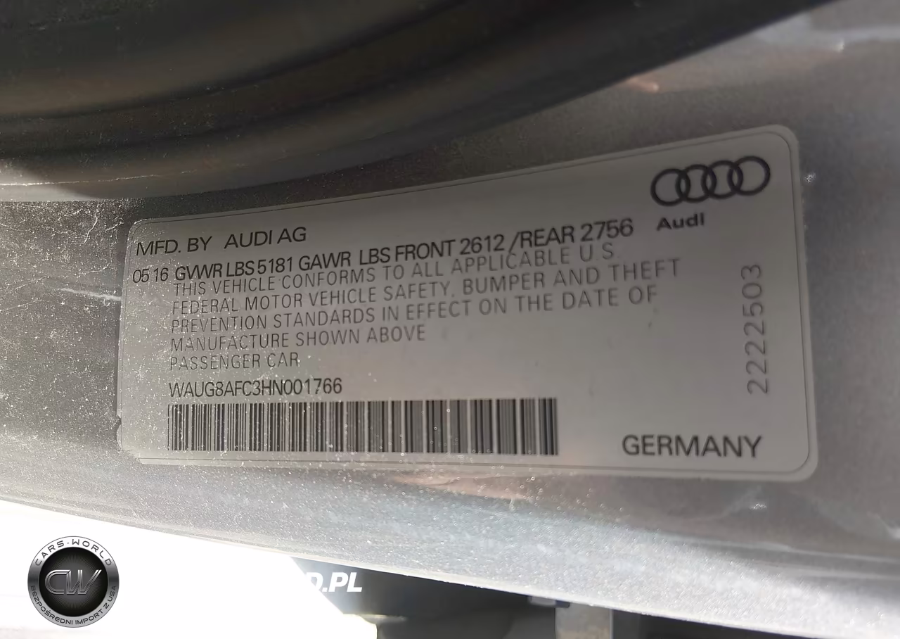 2017 Audi A6 Premium Plus VIN:WAUG8AFC3HN001766 - 9