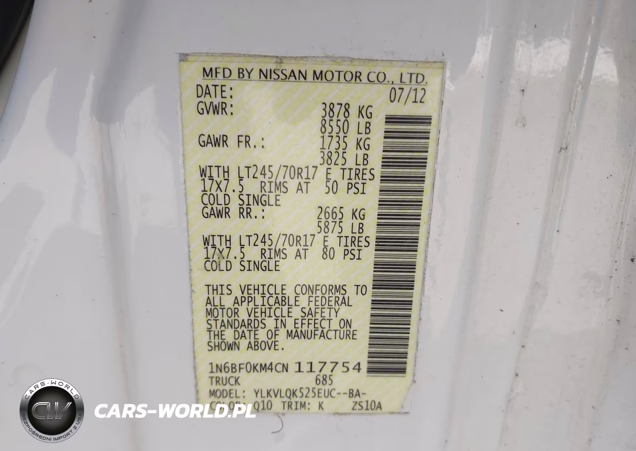 2012 Nissan Nv 1500 Nv1500 S V6 VIN:1N6BF0KM4CN117754 - 9