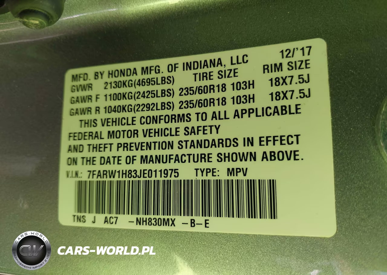 2018 Honda Cr-V Ex-L-Ex-L Navi VIN:7FARW1H83JE011975 - 9