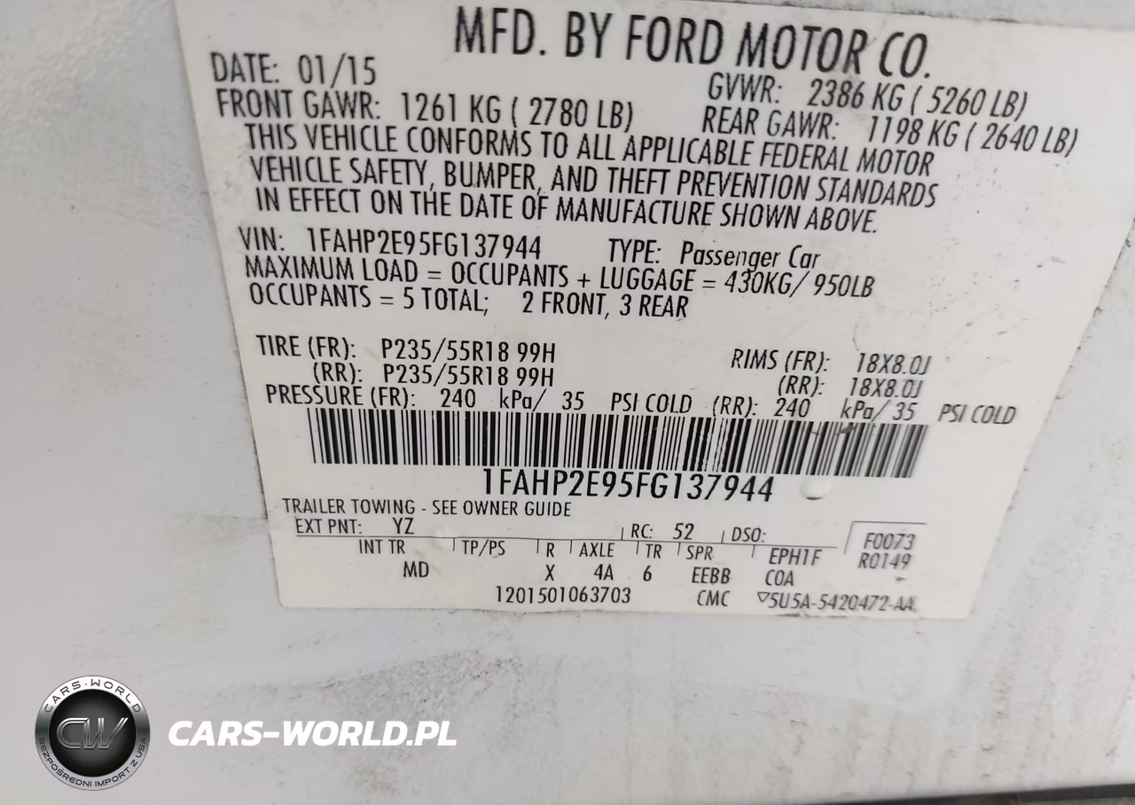 2015 Ford Taurus Sel VIN:1FAHP2E95FG137944 - 9