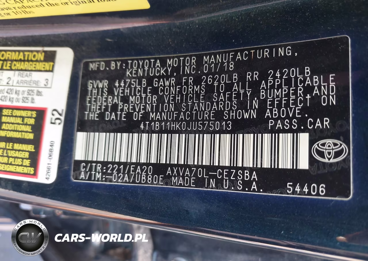 2018 Toyota Camry Se VIN:4T1B11HK0JU575013 - 9