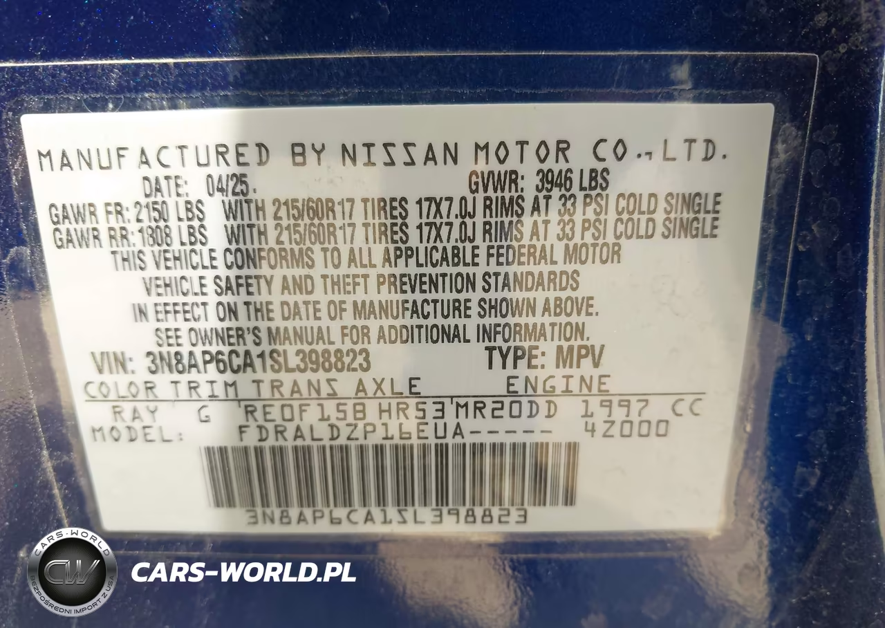 2025 Nissan Kicks Sv Fwd VIN:3N8AP6CA1SL398823 - 9