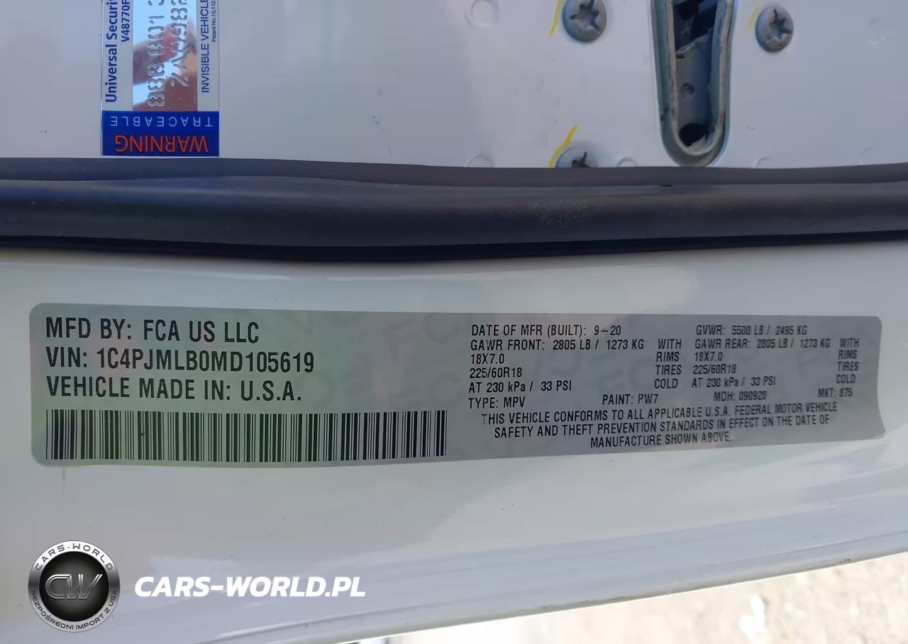 2021 Jeep Cherokee Altitude 4X4 VIN:1C4PJMLB0MD105619 - 9