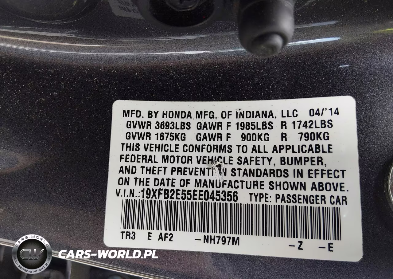 2014 Honda Civic Lx VIN:19XFB2E55EE045356 - 9